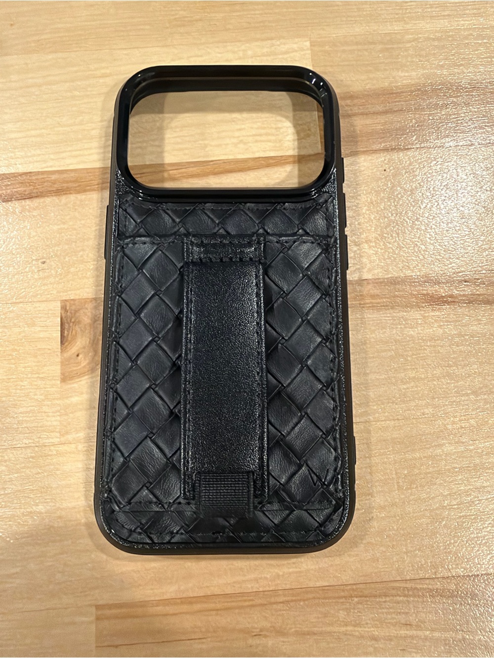 Walli Cases Black Quilted Leather Phone Case with Hand Strap